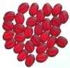 30 12mm Transparent Matte Red Flat Oval Beads